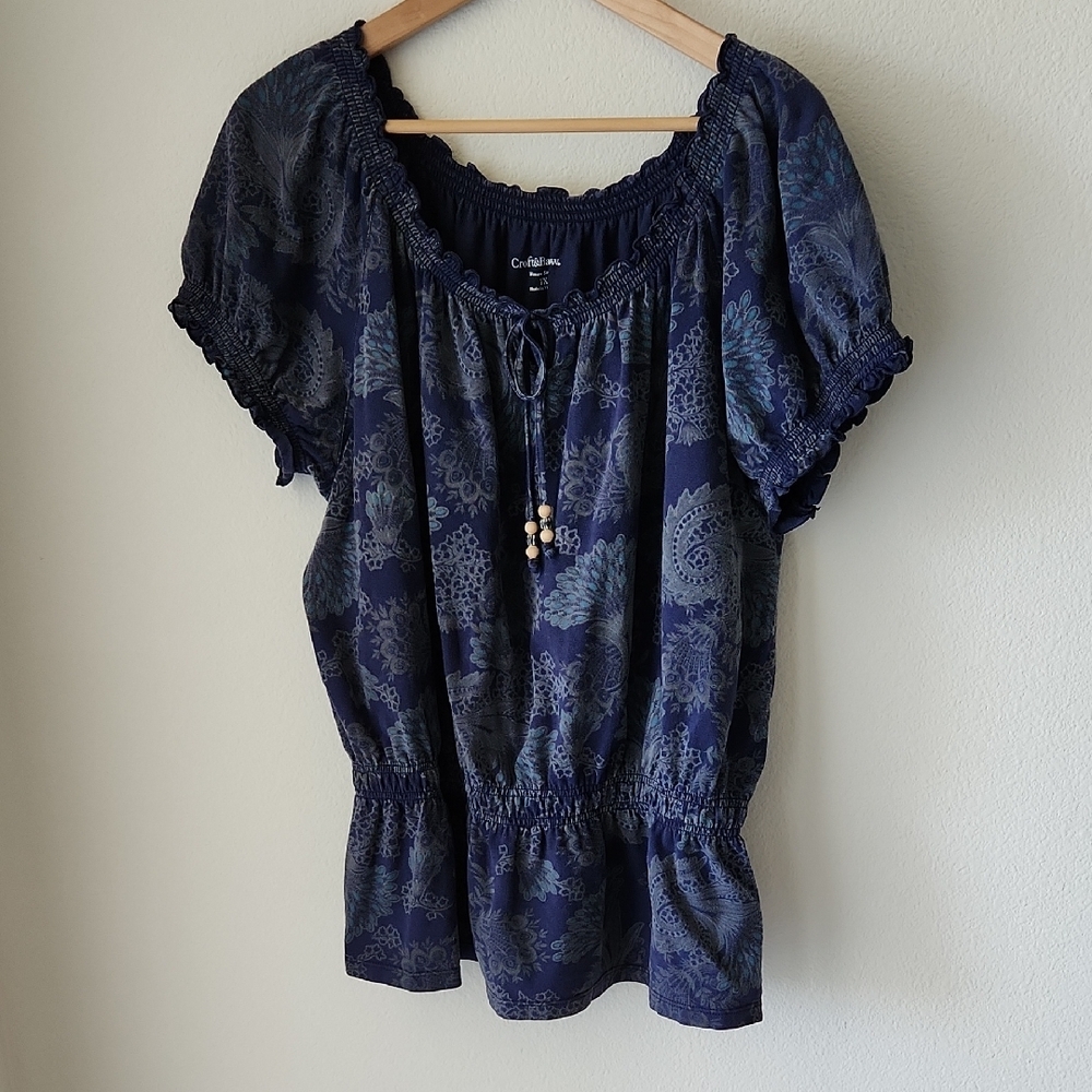 Croft & Barrow Pheasant Blouse & Dante Milan Navy Blue Blouse BUNDLE Sz 1X/XL - Picture 4 of 16